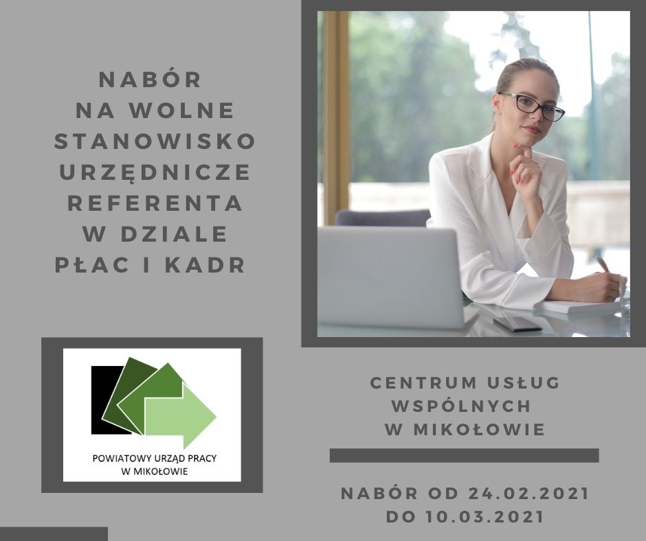 Nabór na wolne stanowisko urzędnicze w CUW w Mikołowie