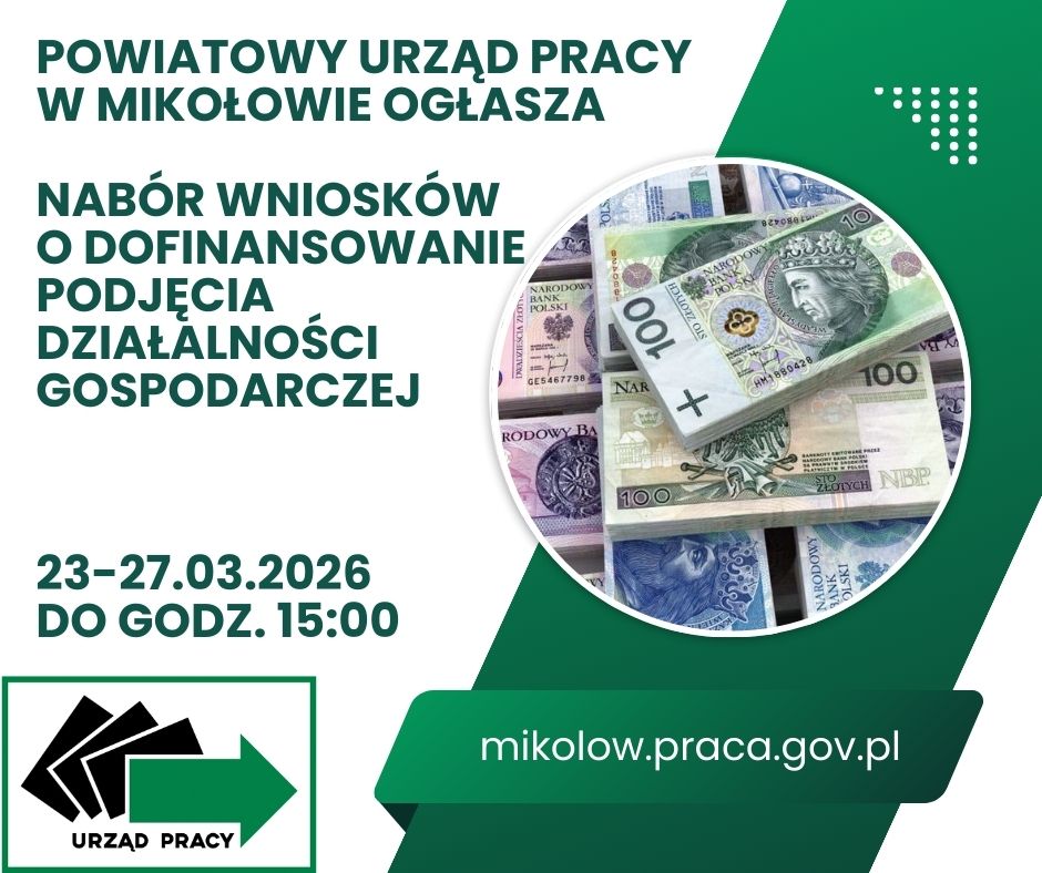 Obrazek dla: Dofinansowanie podjęcia działalności gospodarczej - nabór