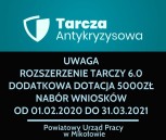 Obrazek dla: Rozszerzenie Tarczy 6.0 - nabór wniosków o udzielenie dotacji w wys. do 5000 zł